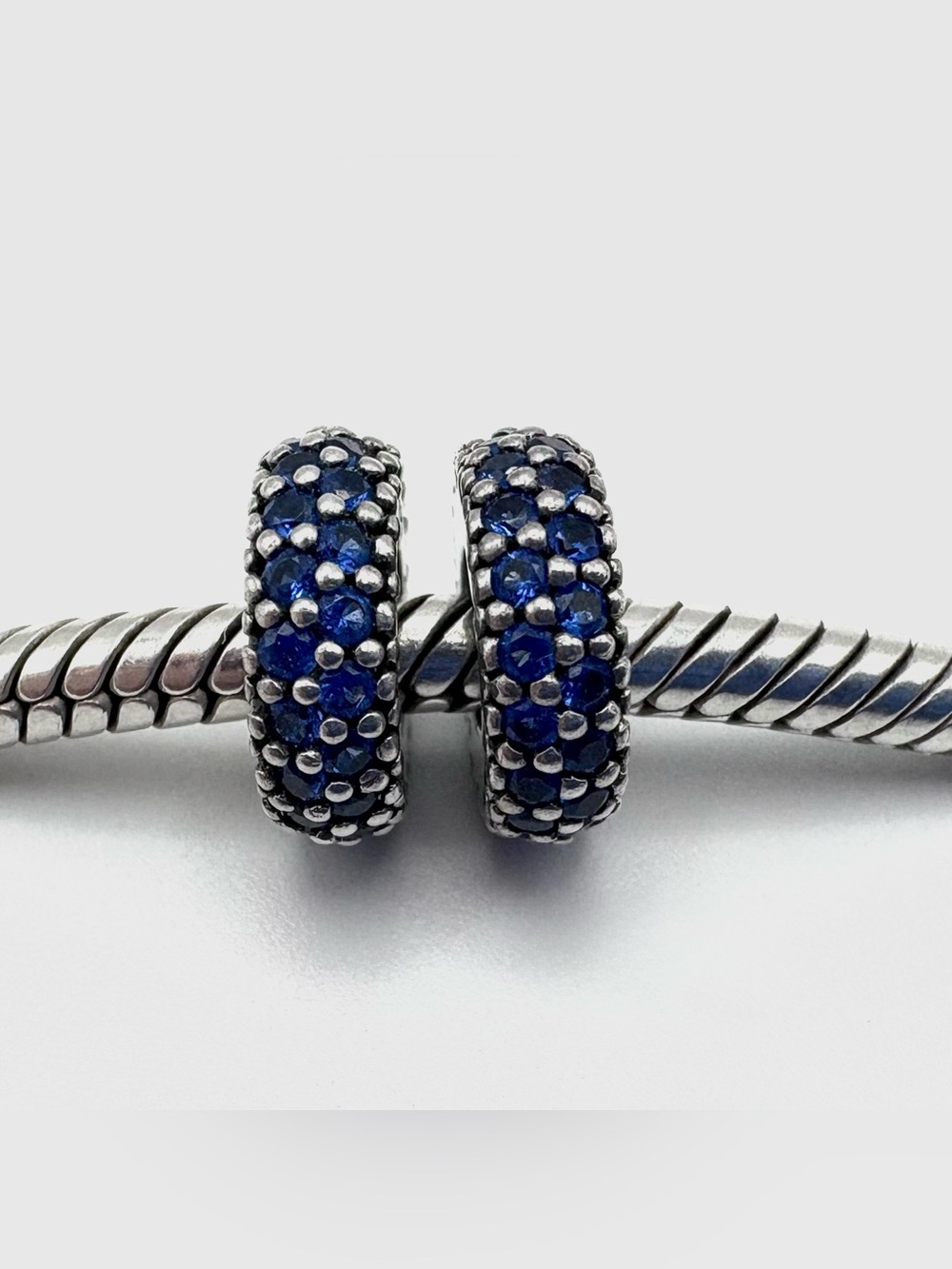 Pandora Inspiration Within Blue Crystal 
Sterling Silver Spacer Charms (2)